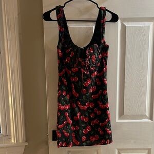 White Fox Bustier Cherry Print Mini Dress